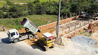 Perfect !!First starting new small project Showing Bulldozer Komatsu D31-P pushing soil Fill spaces.