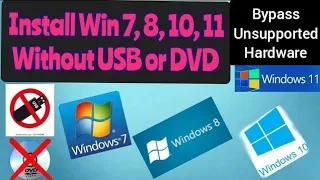 Install Windows 7, 8, 10, 11 without DVD or USB