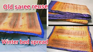 Old Saree Quilt/ winter bed spread/ @kisheel Creations