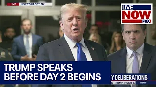 Trump comments before day 2 of jury deliberations in "hush money" trial | LiveNOW from FOX