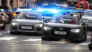 🚨 UNMARKED POLICE catches 2 RACING Audi R8s in London 👮