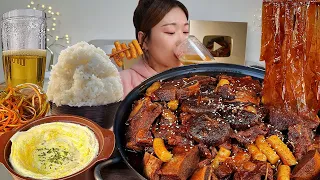 ASMR 당면 가득 넣은 촉촉한 소갈비찜 계란찜 리얼먹방 :) Braised short ribs, steamed eggs MUKBANG