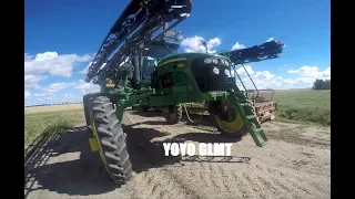 (GOPRO) Spraying time 2016 in Farm Alberta, CANADA. Sprayer JOHN DEERE 4830 and truck mack