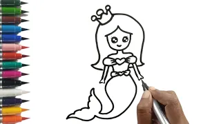 How to draw Ariel, The Cute Mermaid