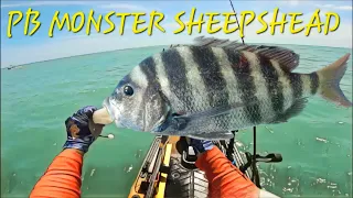 Caught My HUGE PB Sheepshead! Kayak Fishing By Jetty Rocks! SPACE X ROCKET!