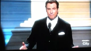 SHORT VIDEO OF JOHN TRAVOLTA INTRODUCING THE TRIBUTE TO THE BEE GEES AT THE GRAMM'S 2017. BY MOE G.