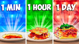 1 minute vs 1 hour vs 1 day lasagna