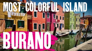 Burano Island Venice Lagoon | 4K Walking Tour | Most Amazing Colorful Houses | Italy