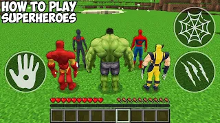 HOW TO PLAY SPIDER MAN! MILES MORALES! HULK! IRON MAN! WOLVERINE! in MINECRAFT! SUPERHEROES GAMEPLAY