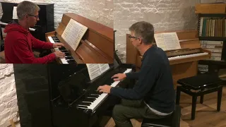 Bach 2 Part Invention No 5 in E flat major for 2 pianos (additional piano part by Simon Peberdy)