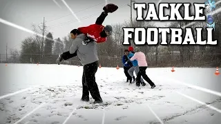 BACK YARD TACKLE FOOTBALL IN THE MIDDLE OF A SNOW STORM!!