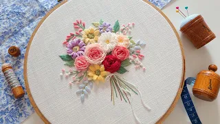 프랑스자수 l 입체 꽃다발 자수 3D flower bouquet embroidery