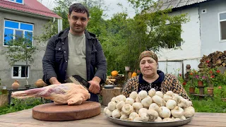 GRANDMA COOKING UNUSUAL RECIPE IN THE RURAL VILLAGE | RELAXING COUNTRYSIDE LIVING | VILLAGE FAMILY