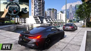 GTA 5 - BMW M8 & Mercedes-AMG GT 63 S | Steering wheel gameplay