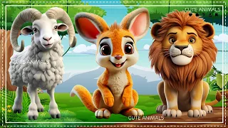 Cute Little Farm Animal Sounds - Sheep, Rabbit, Lion - Music For Relax