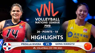 Prisilla Rivera vs Gong Xiangyu | Dominican Republic vs China | VNL 2021 (HD)