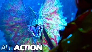 Dennis Gets Eaten by a Dilophosaurus! | Jurassic Park | All Action