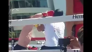 LOL! CANELO PUNCHES EDDIE DURING MITTS! SHOWS BLISTERING HAND SPEED AND POP!