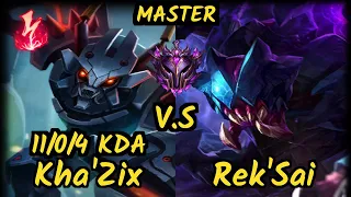 Metaphor (KHA'ZIX) vs REK'SAI - 11/0/4 KDA JUNGLE GAMEPLAY - NA Ranked MASTER