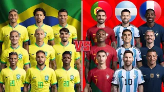 Brazil 🆚 Portugal Argentina France (Neymar Vinicius Rodrygo Mbappe Ronaldo Messi Casemiro)💪⚽🔥