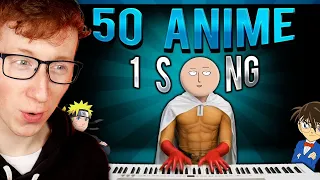 Patterrz Reacts to "50 ANIME in 1 SONG"