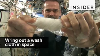 This is what happens when you wring out a washcloth in space