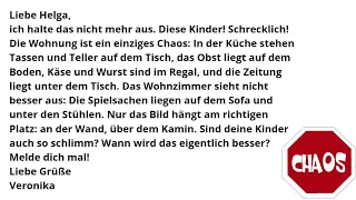 LESEN: читаем базовые тексты на немецком, Chaos zu Hause🔵