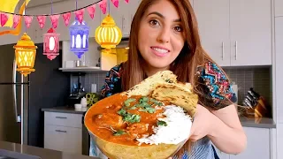 مع اصالة : اول طبخة في رمضان (+وصفة دجاج الزبدة الهندي) | انس مروة و اصالة (Butter Chicken Recipe)