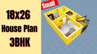 18x26 House Design 3BHK South || 3 Bedrooms House Plan || 18x26 House Plan || 3D Home Design