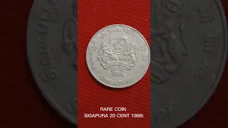 RARE COIN SINGAPURA 20 CENT 1986 SINGAPORE ERROR