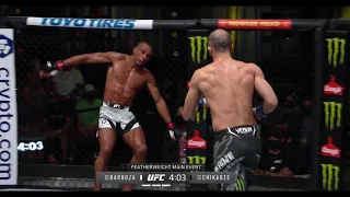 Giga Chikadze stop Edson Barboza in the 3rd by strikes