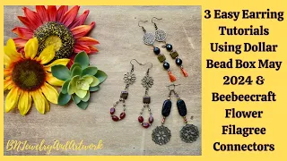 3 Easy Earring Tutorials Using Dollar Bead Box & Beebeecraft beads #jewelry #tutorial #earrings #diy