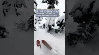 Skier stumbles upon man suffocating in tree well as his camera rolls