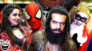 Marvel vs DC Mayhem at COMIC CON! Spider-Man Harley Quinn Joker Avengers - MELF
