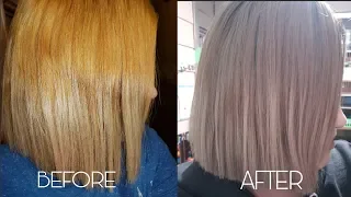 How to tone brassy hair with Wella T14 & 050