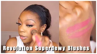 REVOLUTION SUPERDEWY LIQUID BLUSH FIRST IMPRESSIONS AND SWATCHES  + FENTY CREAM BLUSH DUPES