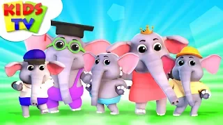 Five Little Elephants | Junior Squad Cartoons | Nursery Rhymes For Children - Kids Tv