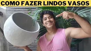 DIY - Veja Como fazer vasos de CIMENTO E BOLA