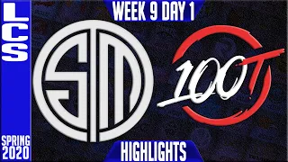 TSM vs 100 Highlights | LCS Spring 2020 W9D1 | Team Solomid vs 100 Thieves