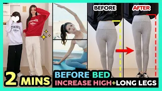 🌛 2 MINS INCREASE HEIGHT BEFORE BED FOR BEGINNER | Stretches Spine & Legs, Longer Legs, Taller