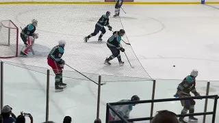 Adam Fox scores with two seconds left in the Shoulder Check Showcase