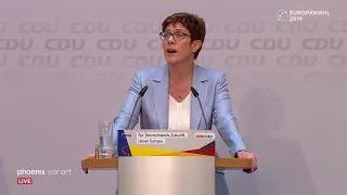 Europawahl und Bremenwahl: Statements von Kramp-Karrenbauer (CDU) und Söder (CSU) am 26.05.19