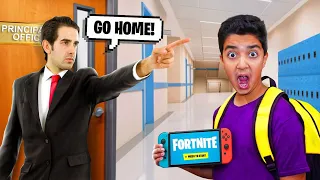 PRINCIPAL Sent My Little Brother Home From School Cause Of This... (FORTNITE!)