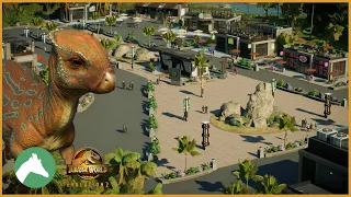 Main Plaza & Homalocephale Enclosure | Jurassic World Evolution 2 | Sandbox Ep. 1