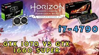 Horizon Forbidden West Benchmark medium settings GTX 1070 Vs GTX 1660 Super ( AMD FSR)