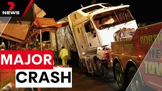 Semi trailer loses control, closing major NSW highway | 7 News Australia