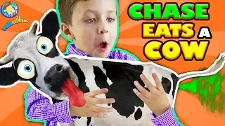 ♫ CHASE EATS A COW! ♬ McDonalds Happy Meal Toys For Kids Playground Play Place FUNnel Vision Vlog