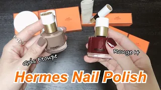 Hermes Nail Polish Try-on | #80 Gris Etoupe & #85 Rouge H