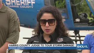Harris County Judge Lina Hidalgo gives update on flooding ahead of taking aerial tour of damage
