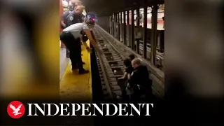 Person rescued from New York subway track seconds before train arrives